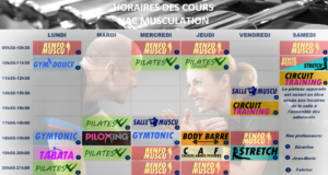 Résumé des horaires de cours au Nac Muscu