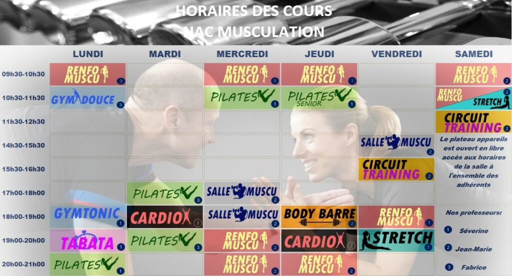 horaire nac muscu